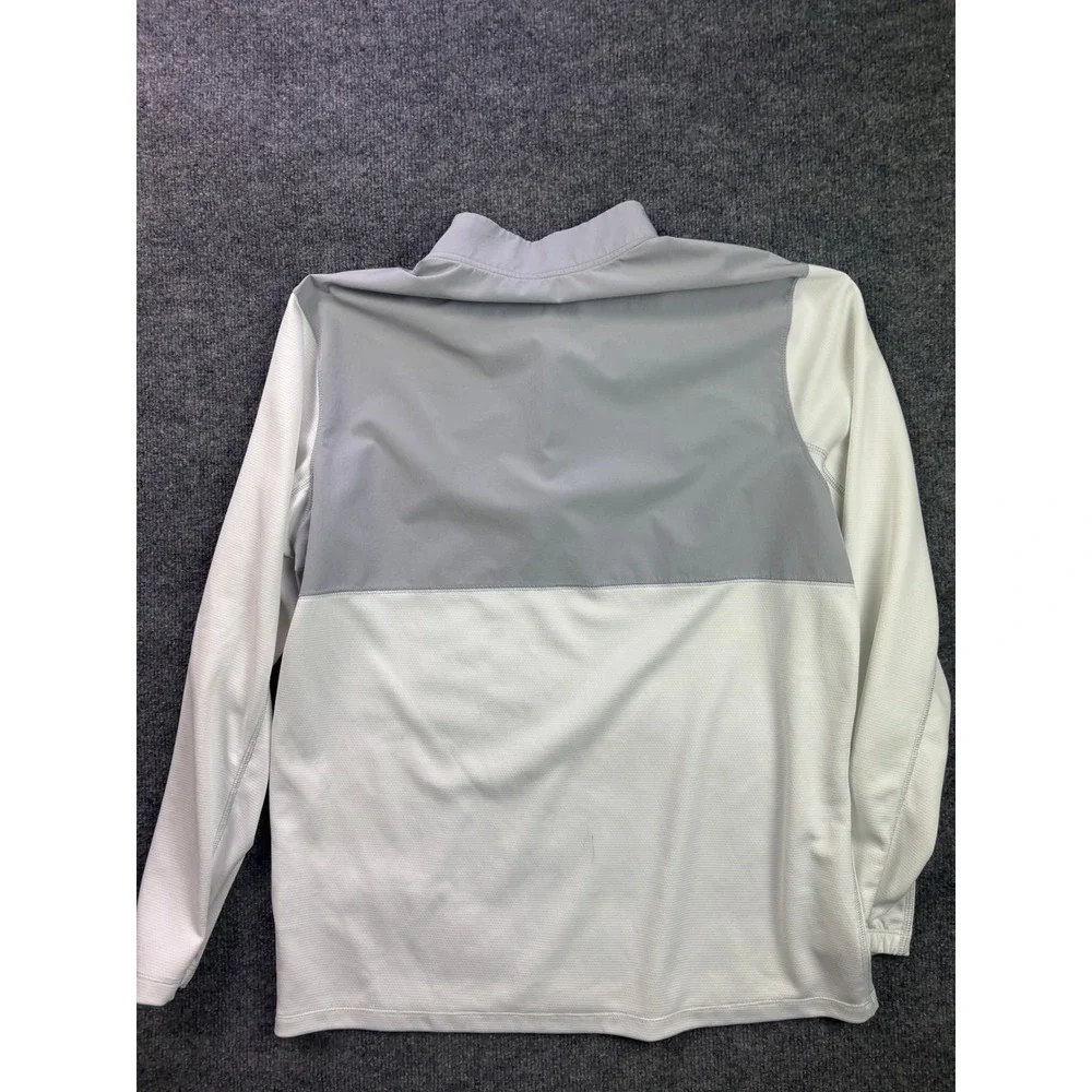 Nike Golf Quarter Zip Pullover Mens Large White Grey Dri-Fit Long Sleeve Top